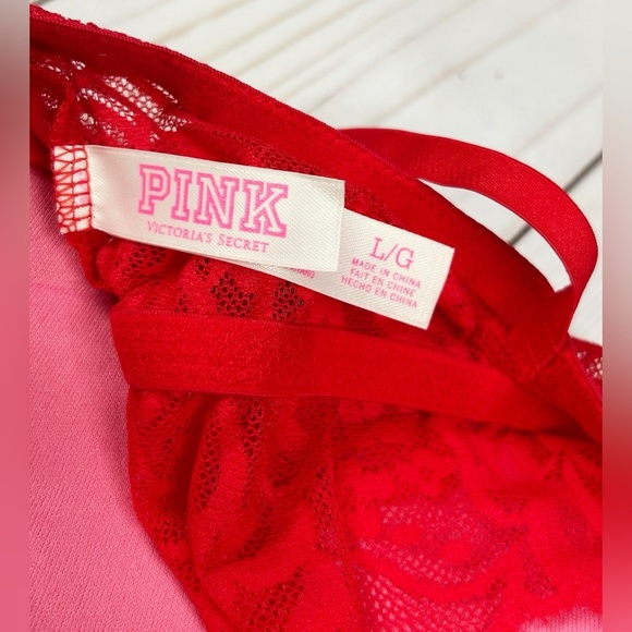 Victoria’s Secret PINK Lace Bralette Red Lace Push Up Pullover Size Large - Picture 4 of 6